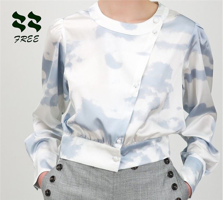Tie Dye Long Sleeve Silk Blouse