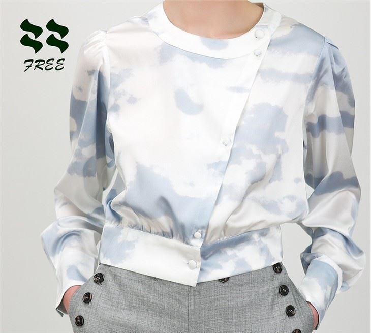 Tie Dye Long Sleeve Silk Blouse