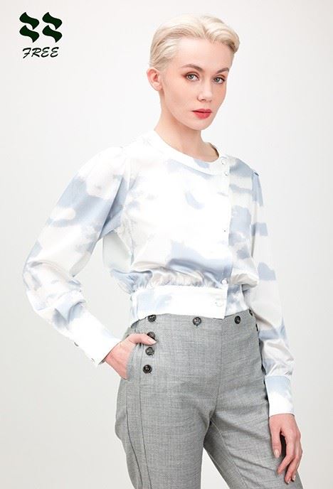 Tie Dye Long Sleeve Silk Blouse